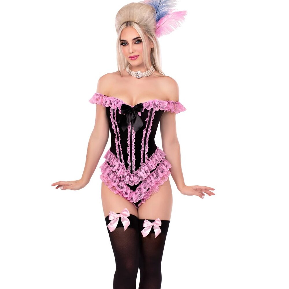 Pink & Black Burlesque Ruffle Bodysuit